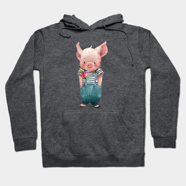 Piggy Love 1 Hoodie by EveFarb